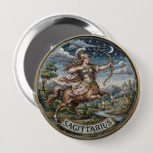 Antiker Mosaik-Zodiak-Schütze Button (Vorne & Hinten)