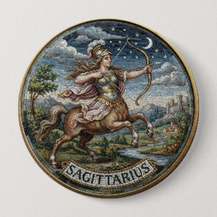 Antiker Mosaik-Zodiak-Schütze Button