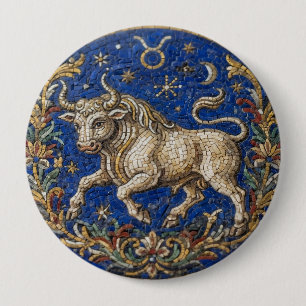 Antiker Mosaik-Zodiak-Stier Button