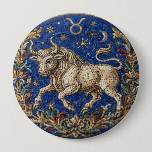 Antiker Mosaik-Zodiak-Stier Button (Vorderseite)