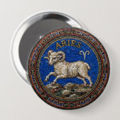 Antiker Mosaik-Zodiak-Widder-Knopf im Stil eines A Button (Vorne & Hinten)