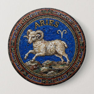 Antiker Mosaik-Zodiak-Widder-Knopf im Stil eines A Button