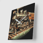 Antiker Motor Eisenbahn Quadratische Wanduhr (Winkel)