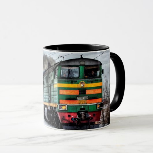 Antiker Motor-Kaffeezug Tasse (VorderseiteRechts)