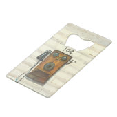 antiker Münztelefonflaschenöffner Kreditkartenflaschenöffner (Vorderseite Schrägansicht)