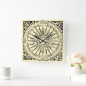 Antiker Nautikkompass und Wind Quadratische Wanduhr (Zuhause)