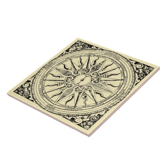 Antiker Nautikkompass und Winddruck Fliese (Seite)