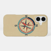 Antiker nautischer Kompass iPhone 16 Hülle (Rückseite (Horizontal))