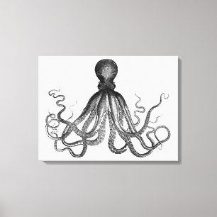 Antiker nautischer Steampunk-Oktopus Vintage-Krake Leinwanddruck