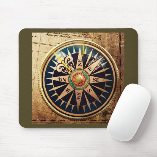 antiker nautischkompaß des Küstenstrandes Mousepad (Mit Mouse)