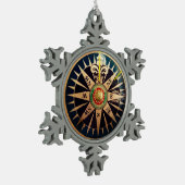 antiker nautischkompaß des Küstenstrandes Schneeflocken Zinn-Ornament (Links)