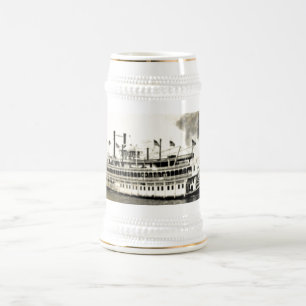 Antiker New Orleans River Stern Wheeler Stein Bierglas
