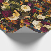 Antiker Nostalgischer Anemon und Rose Muster schwa Geschenkpapier (Ecke)