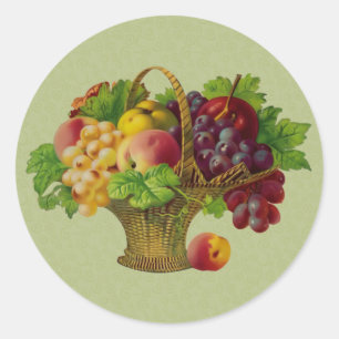Antiker Obstkorb in Kunstoptik Runder Aufkleber