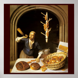 ANTIKER OFEN BÄCKER, BÄCKEREI BROT SHOP POSTER