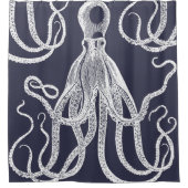Antiker Oktopus auf blau Duschvorhang (Vorderseite)