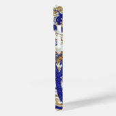 Antiker Oktopus auf blauer goldener Blume Case-Mate iPhone Hülle (Rückseite / Links)