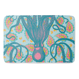 Antiker Oktopus auf Blue Paisley Badematte