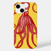 Antiker Oktopus auf gelbem Mikrodot Case-Mate iPhone Hülle (Rückseite)