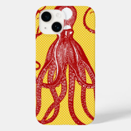 Antiker Oktopus auf gelbem Mikrodot Case-Mate iPhone 14 Hülle