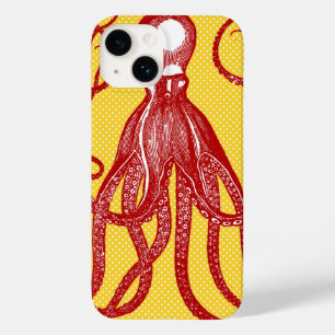 Antiker Oktopus auf gelbem Mikrodot Case-Mate iPhone 14 Hülle