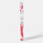 Antiker Oktopus auf Korallen und Aqua Chevrons Case-Mate iPhone Hülle (Rückseite / Links)