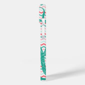 Antiker Oktopus auf Korallen und Aqua Chevrons Case-Mate iPhone Hülle (Rückseite / Links)