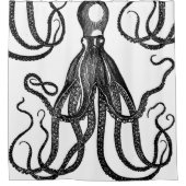 Antiker Oktopus mit Tentakeln Schwarz Duschvorhang (Vorderseite)