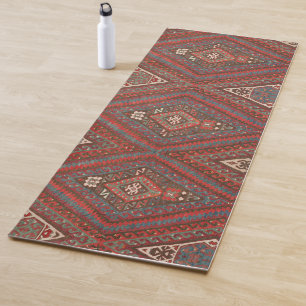 Antiker Orientalisch verblichenes Brown Kurdisch K Yogamatte