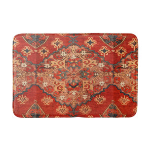 Antiker orientalischer rot-oranger Dhurrie-Kilim-T Badematte