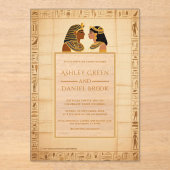 Antiker Papyrus König und ägyptische Hochzeit der Acryleinladungen (Vorderseite)