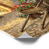Antiker Pariser Blumenmarkt-Blumenkarren Poster (Ecke)