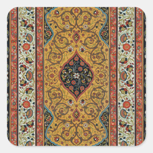 Antiker persischer reicher Teppich Eleganter Teppi Quadratischer Aufkleber