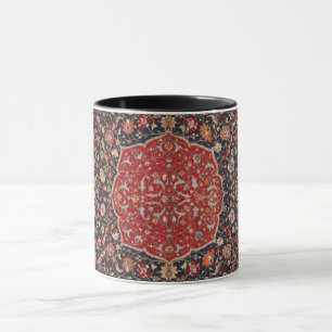 Antiker persischer Teppich, abgenutzt, vintage tür Tasse