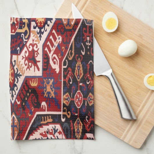 Antiker persischer Teppich Geschirrtuch (Viertel Falte)