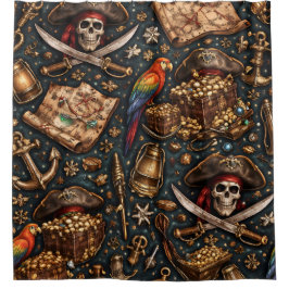 Antiker Piratenschatzkarte Duschvorhang