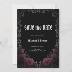 Antiker Rahmen Dunkle Rosen Gothic Hochzeitseinlad Save The Date