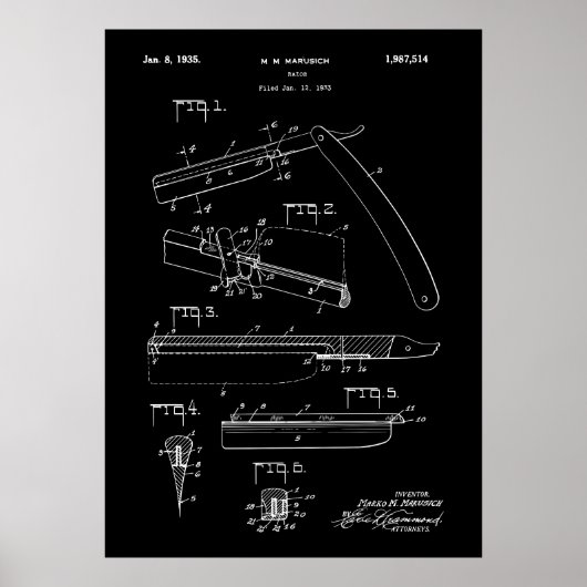 Antiker Razor 1935 Patent Poster (Vorne)