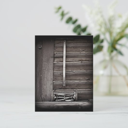 Antiker Regenmäher Postkarte (Stehend Vorderseite)