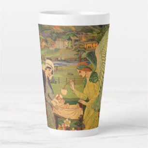 Antiker religiöser Teppich mit Baby Jesus Christus Milchtasse