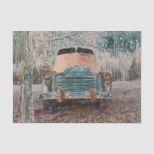 Antiker Retro-Landhaus-Stil Teal Braun Lastwagen Seidenpapier