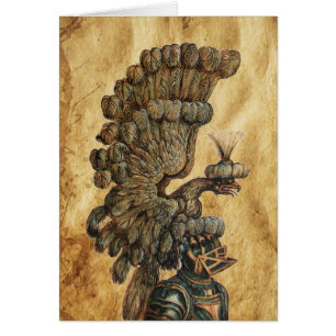 ANTIKER RITTERHELM MIT ADLER-Pergament