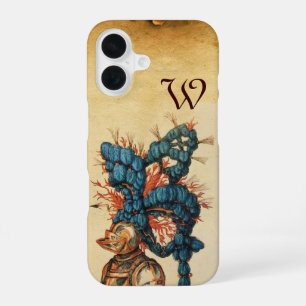 ANTIKER RITTERHELM MIT ROTEN BLAUEN FEDERN iPhone 16 HÜLLE