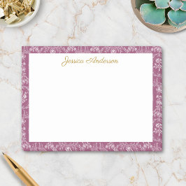 Antiker Rococo-Blumen Floral personalisierter Name Post-it Klebezettel