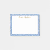 Antiker Rococo-Blumen Floral personalisierter Name Post-it Klebezettel (Vorderseite)