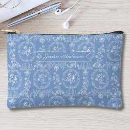 Antiker Rococo-Blumen Floral personalisierter Name Zubehörtasche