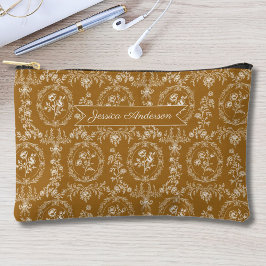 Antiker Rococo-Blumen Floral personalisierter Name Zubehörtasche