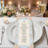 Antiker Rococo-Putze und Regency-Blumenmuster Menükarte