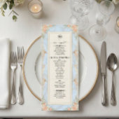 Antiker Rococo-Putze und Regency-Blumenmuster Menükarte