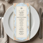 Antiker Rococo-Putze und Regency-Blumenmuster Menükarte